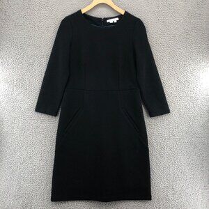 Boden Dress Womens 6 Agnes Black Sheath Jacquard Knit Mini Modest Pocket Stretch